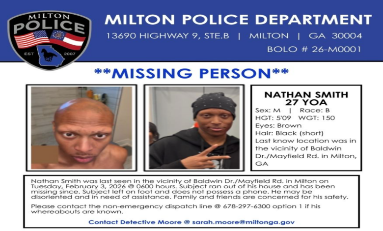 MIlton, Georgia, Police Department announcement