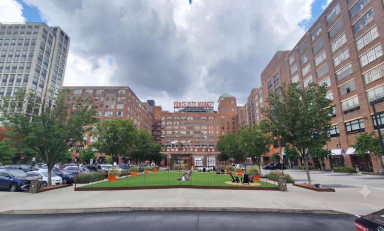 The back of Ponce City Market showing the "Flats" apartment residences.