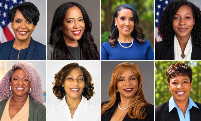 Collage of eight women running for major statewide offices in Georgia's 2026 general election, including Keisha Lance Bottoms, Tanya Miller and Penny Brown Reynolds.